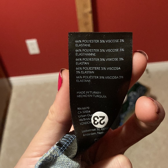 2/$25 XS Urban Outfitters Funky Patterned Bell Bottoms Blue and Green - Picture 5 of 5